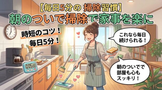 【毎日5分の掃除習慣】時短のコツ！朝のついで掃除で家事を楽に