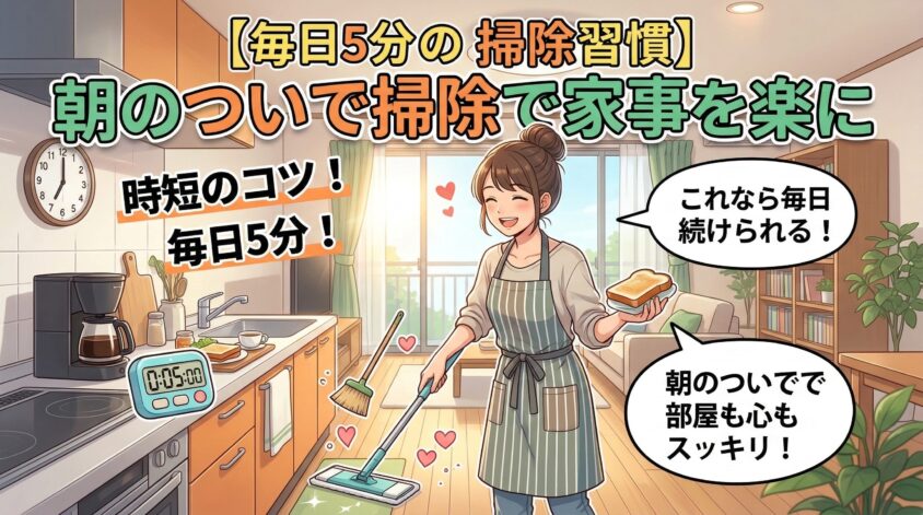 【毎日5分の掃除習慣】時短のコツ！朝のついで掃除で家事を楽に